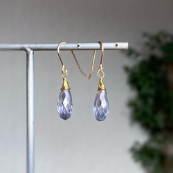 Mystic Tanzanite Blue Quartz Earrings 14kgf 6枚目の画像