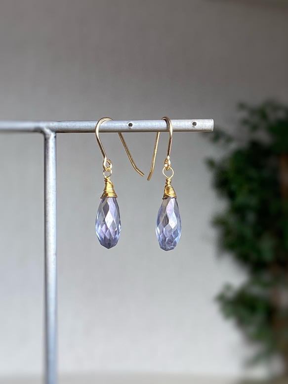 Mystic Tanzanite Blue Quartz Earrings 14kgf 6枚目の画像