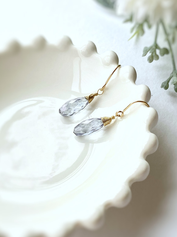 Mystic Tanzanite Blue Quartz Earrings 14kgf 8枚目の画像