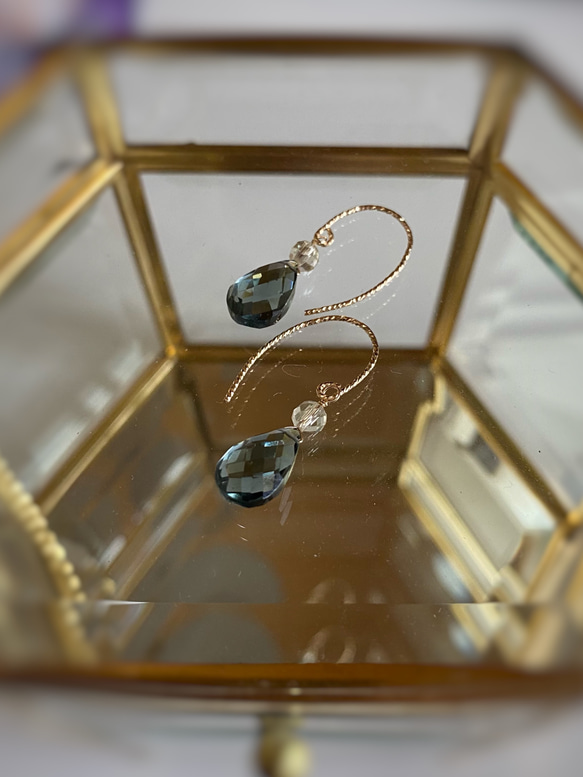 Moss Aquamarine & Lemon Quartz Earrings 14kgf 18枚目の画像