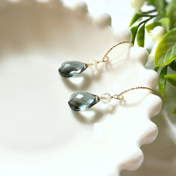 Moss Aquamarine & Lemon Quartz Earrings 14kgf 2枚目の画像