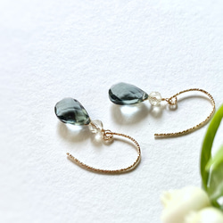 Moss Aquamarine & Lemon Quartz Earrings 14kgf 13枚目の画像