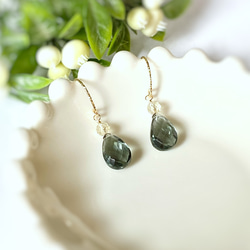 Moss Aquamarine & Lemon Quartz Earrings 14kgf 11枚目の画像