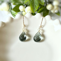 Moss Aquamarine & Lemon Quartz Earrings 14kgf 14枚目の画像