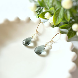 Moss Aquamarine & Lemon Quartz Earrings 14kgf 15枚目の画像