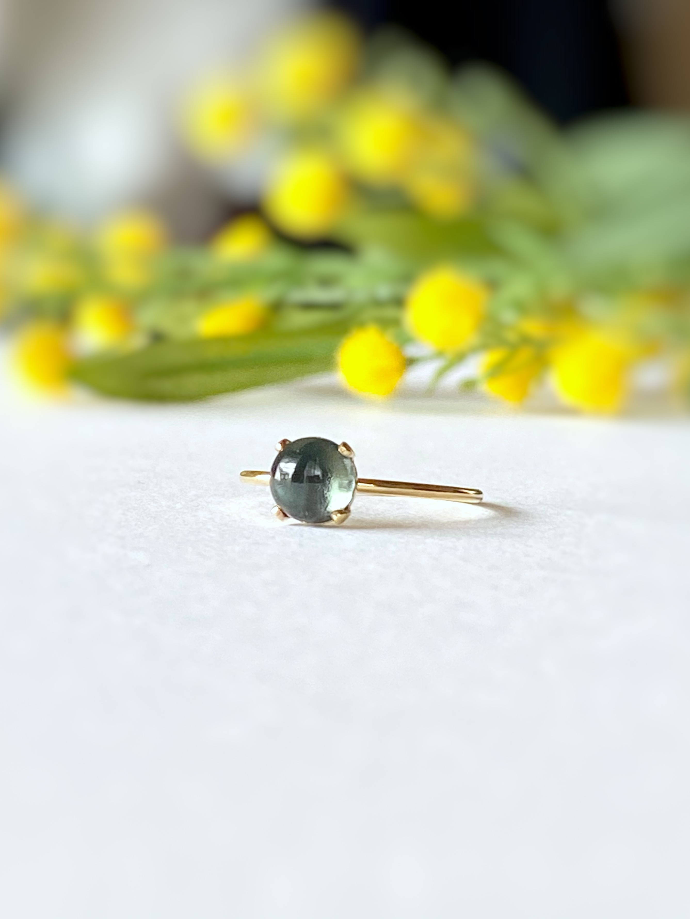 14kgf 宝石質 ロンドンブルートパーズ AAAの指輪 6mm