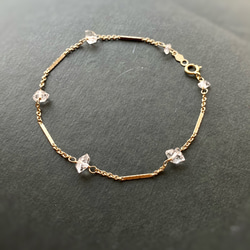 14kgf NY Herkimer diamond Station bracelet  Dream Crystal 1枚目の画像