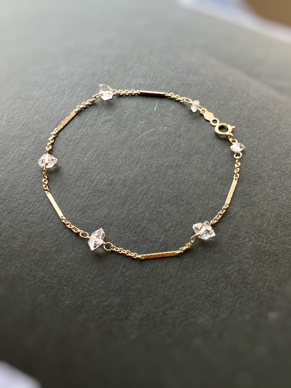 14kgf NY Herkimer diamond Station bracelet  Dream Crystal 1枚目の画像