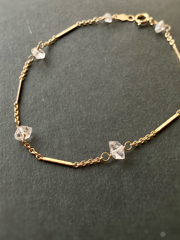 14kgf NY Herkimer diamond Station bracelet  Dream Crystal 3枚目の画像