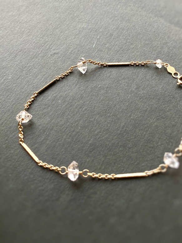 14kgf NY Herkimer diamond Station bracelet  Dream Crystal 4枚目の画像