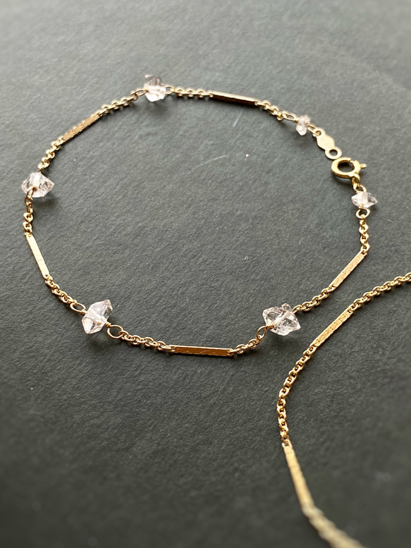 14kgf NY Herkimer diamond Station bracelet  Dream Crystal 6枚目の画像