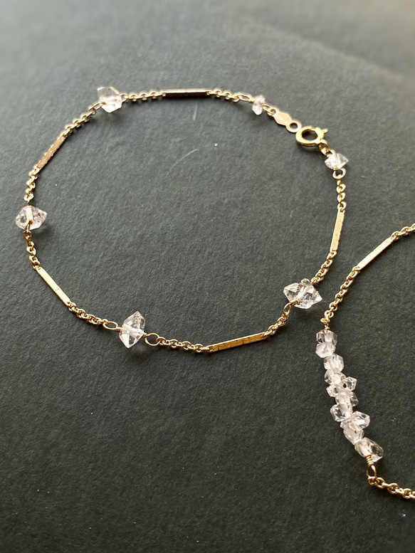 14kgf NY Herkimer diamond Station bracelet  Dream Crystal 7枚目の画像