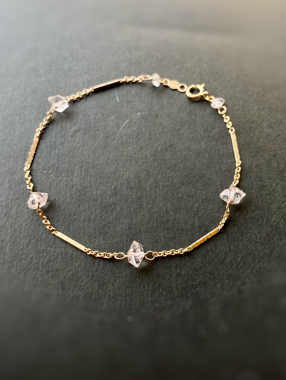 14kgf NY Herkimer diamond Station bracelet  Dream Crystal 8枚目の画像