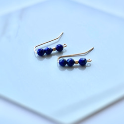 Lapis Lazuli & 14kgf  Straight line Earrings  2way 2枚目の画像
