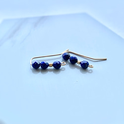 Lapis Lazuli & 14kgf  Straight line Earrings  2way 6枚目の画像