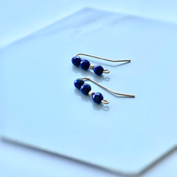 Lapis Lazuli & 14kgf  Straight line Earrings  2way 7枚目の画像