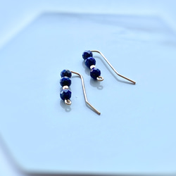 Lapis Lazuli & 14kgf  Straight line Earrings  2way 9枚目の画像