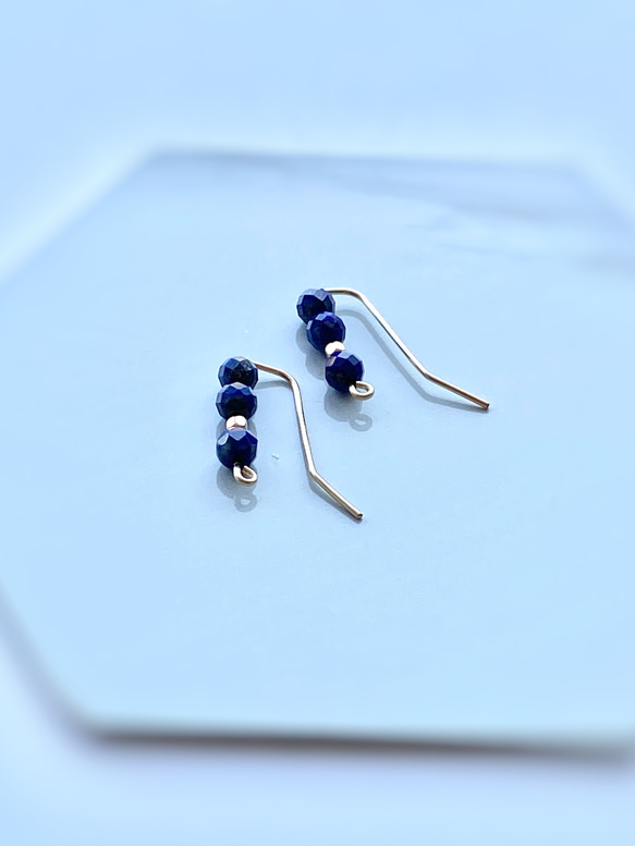 Lapis Lazuli & 14kgf  Straight line Earrings  2way 9枚目の画像