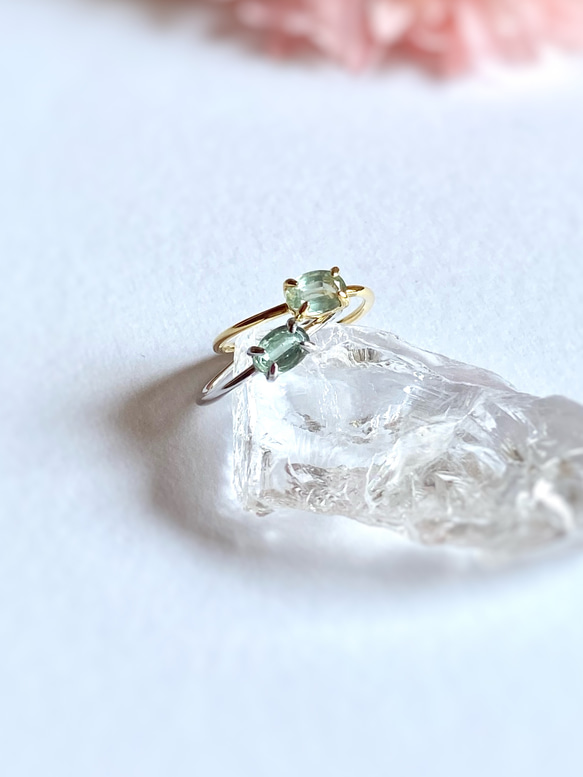 グリーンカイヤナイトの指輪 宝石質AAA/sv925  フリーサイズ 2枚目の画像