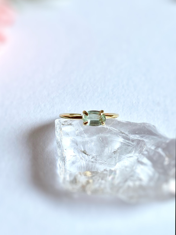 グリーンカイヤナイトの指輪 宝石質AAA/sv925  フリーサイズ 4枚目の画像