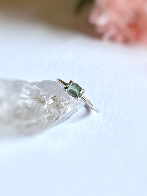 グリーンカイヤナイトの指輪 宝石質AAA/sv925  フリーサイズ 6枚目の画像