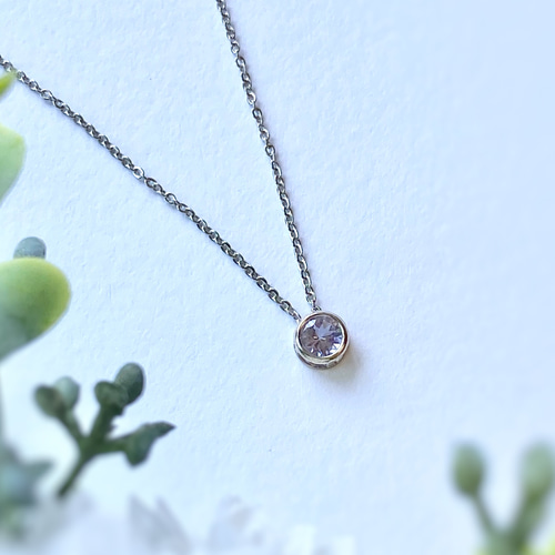 再販♡ 宝石質タンザナイト AAA 5mm ベゼルネックレス 14kgf 灰
