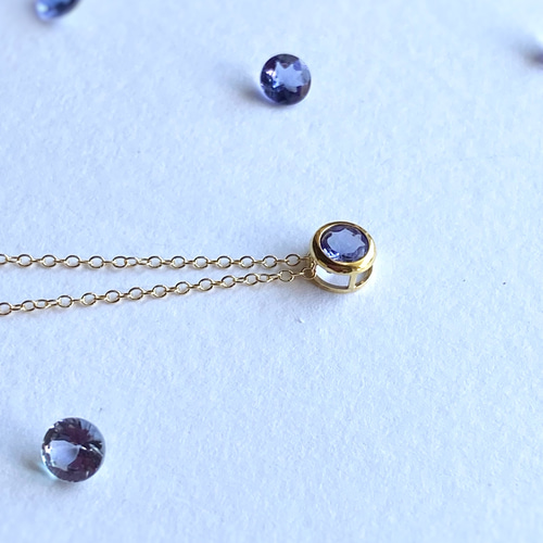 再販♡ 宝石質タンザナイト AAA 5mm ベゼルネックレス 14kgf 灰 再販♡ 宝石質タンザナイト AAA 5mm ベゼルネックレス 14kgf 灰