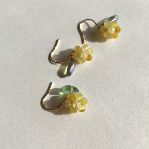 再販♡ 14kgf 2way オパールのミモザのピアス イヤリング変更可能 