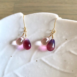 再販♡ ピンク×パープル 桜 チェコガラスビーズのピアス