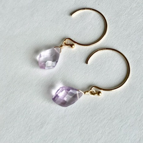 14kgf 希少カット ピンクアメジストのピアス/イヤリング ピアス