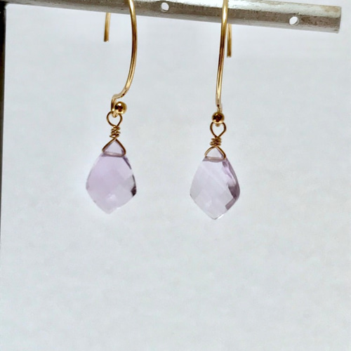 14kgf 希少カット ピンクアメジストのピアス/イヤリング ピアス