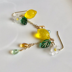 再次上架♡檸檬季捷克玻璃珠耳環/耳環可換 第3張的照片