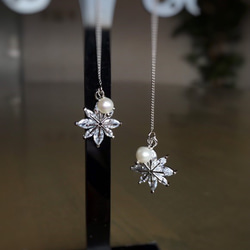【クリスマスコフレ】Snow Flower 雪の華のネックレスと耳飾りのセット 3枚目の画像