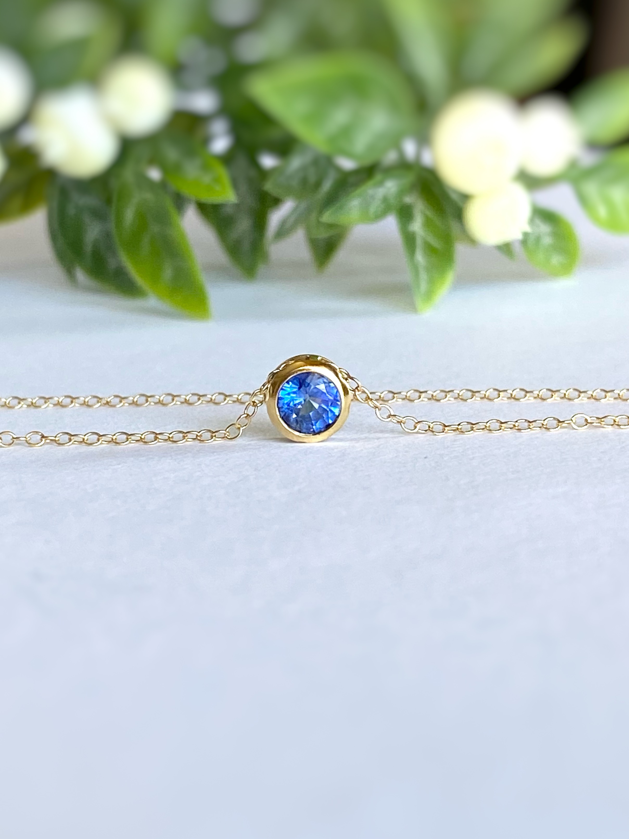 再販♡ 宝石質カイヤナイトAAA 5mm ベゼルネックレス 14kgf