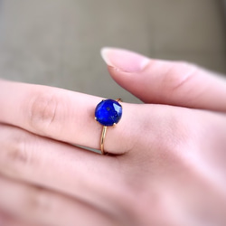 天然石 ラピスラズリ×クリスタル 6×8オーバル 爪留めリング 指輪 指輪