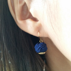 Kororin 球耳環 蜂蜜芥末 Mizuhiki 耳環 第5張的照片