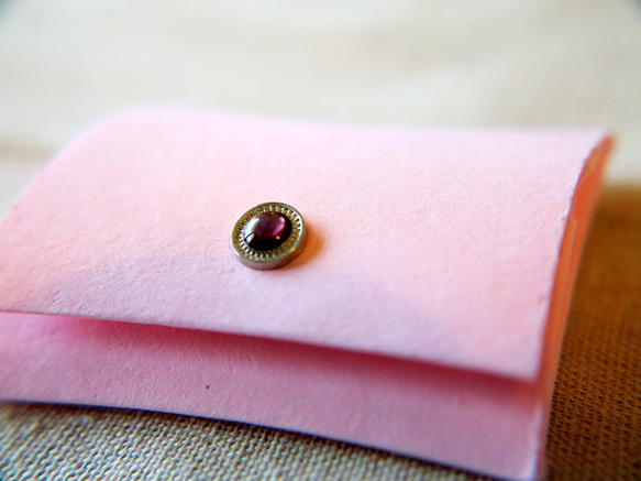 紙革の財布 - ピンクの洗える涙 1枚目の画像