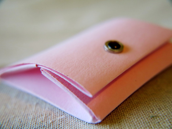紙革 零錢包 - 粉紅色 耐水洗 撕不破 第2張的照片