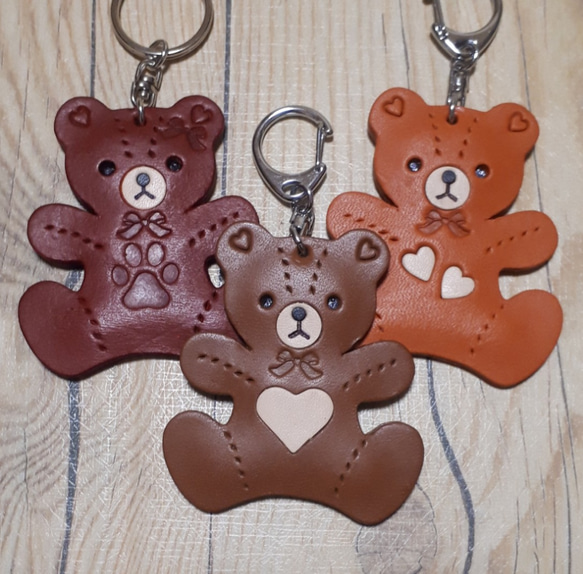 写真入り 動物の顔フレームキーホルダー クマの顔デザイン キーホルダー