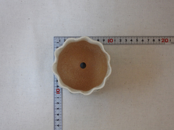 空色フリル陶製植木鉢(皿付き)β 10枚目の画像