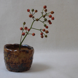 苔色陶製植木鉢 2枚目の画像