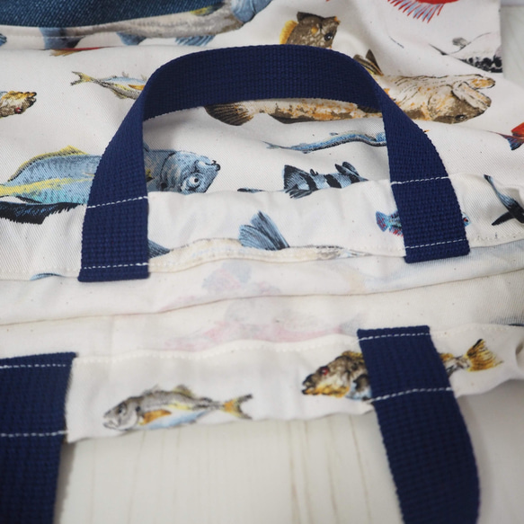 送料無料！受注製作　体操服袋(お着替え袋) 魚×デニム調 3枚目の画像