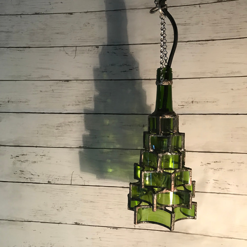 三個セット】混びん ペンダントライト 6段ヘキサゴン 緑 スタンド  