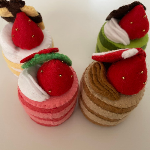 フェルトままごと クリスマスケーキ サンタさんセット おもちゃ・人形