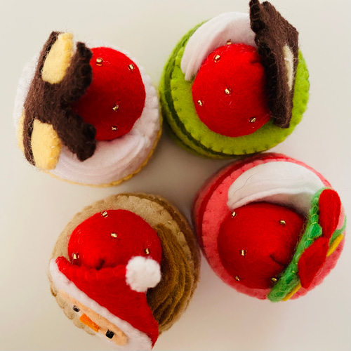 フェルトままごと クリスマスケーキ サンタさんセット おもちゃ・人形