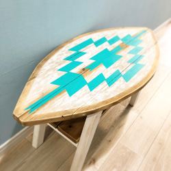 サーフボード　テーブル　手作り品 new！！ 木製サーフボード ローテーブル オルテガ柄 ローテーブル