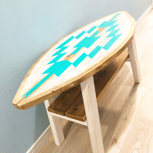 new！！ 木製サーフボード ローテーブル オルテガ柄 ローテーブル