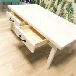 new！ ヘリンボーン 木製ローテーブル 引き出し付き カラー変更可 3枚目の画像