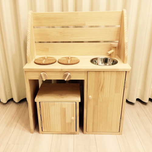 安心の自然塗料使用♪ オリジナル 卓上おままごとキッチン おもたい