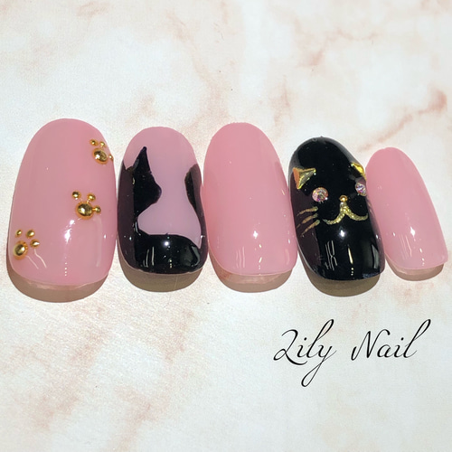 黒猫ネイルチップ ネイルチップ（つけ爪） Lily Nail 通販